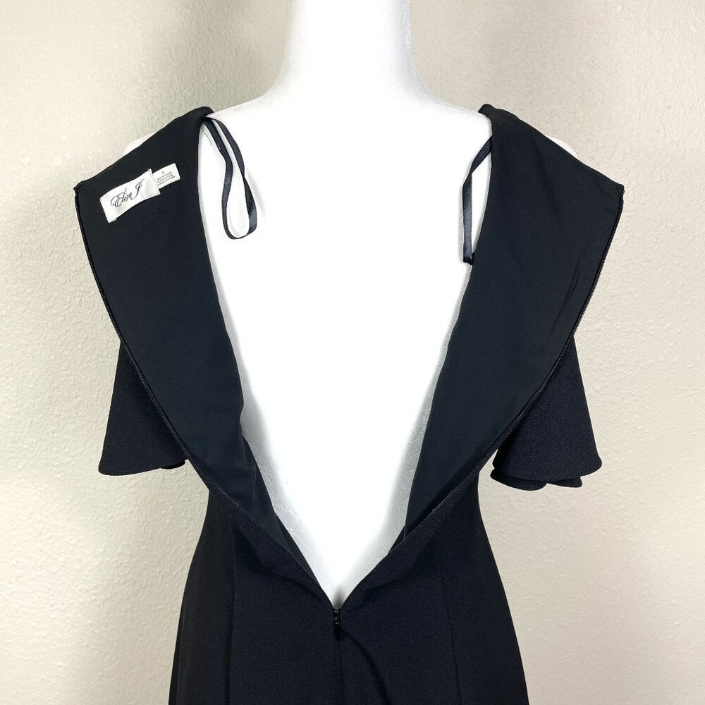 Eliza J Flutter Sleeve Fir Flare Dress Cocktail Party Black Size 6 - Picture 5 of 5